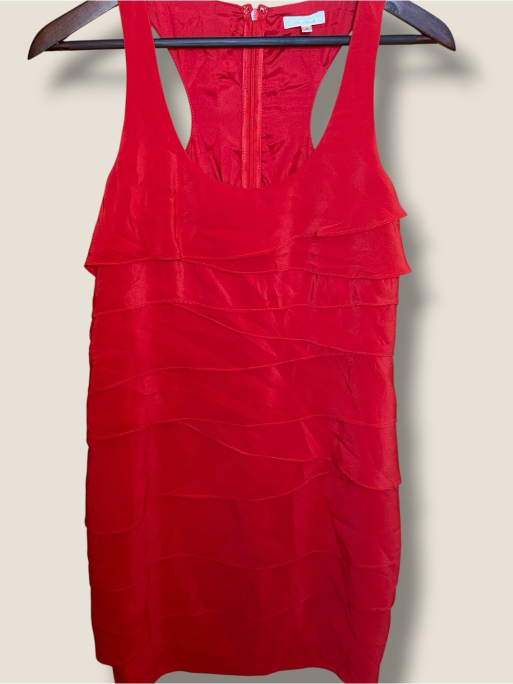 Shoshanna 100% Silk Y2K Red Layered Racerback Mini Dress